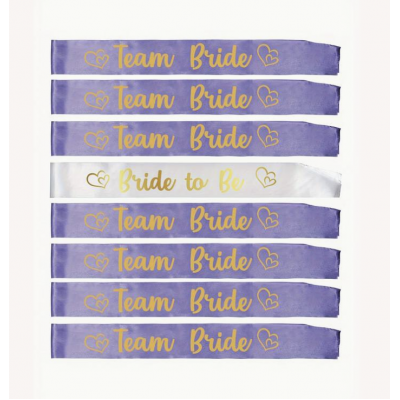 Sash Set - Bride White and Team Bride Purple 7pc